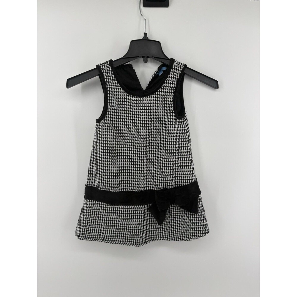 Draper James Girls Houndstooth Plaid Sleeveless A-Line Dress Bow Accent Size 6